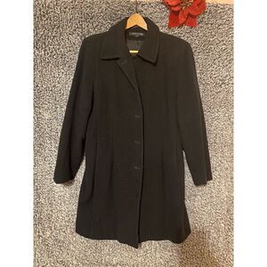 Anne Klein Women's Black Long Overcoat Size 14 Tailored Fit